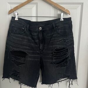 American Eagle Outfitters Black Distressed Cutoff Jean Shorts
